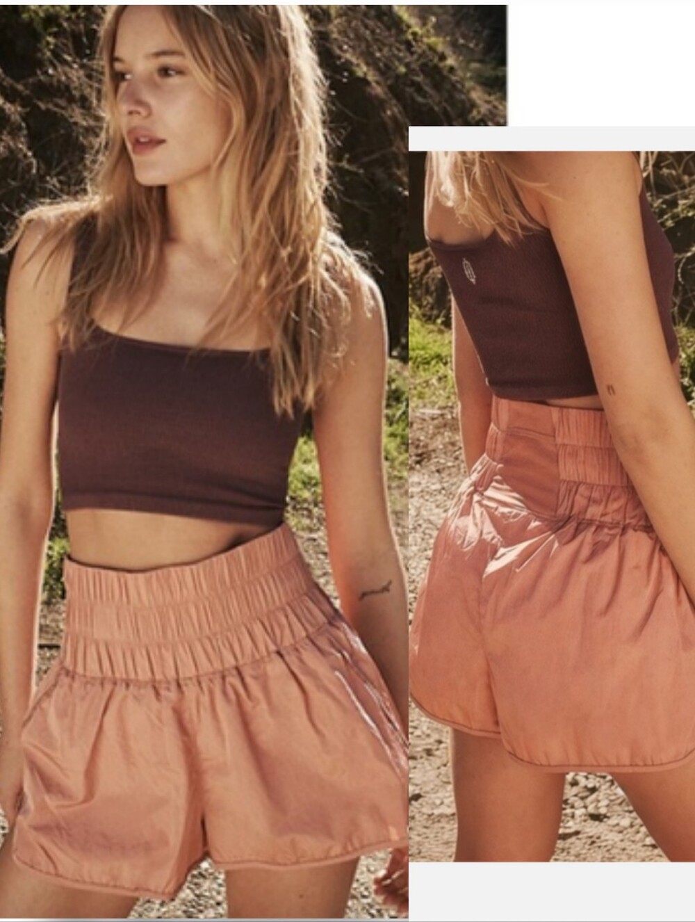 Free People Movement The Way Home Shorts Brushed Apricot Running High Waisted